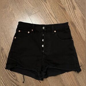 Levi Strauss Mid-Waisted Black Cut-Off Jean Shorts